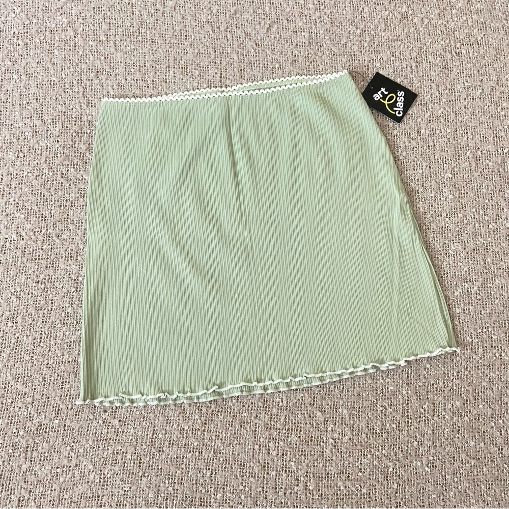🆕 NWT Mint Green Stretchy Ribbed Cotton Mini Skirt